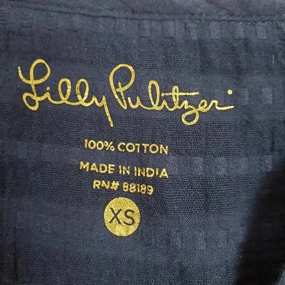 Lilly Pulitzer blue 3/4 sleeve top, XS - Picture 4 of 4